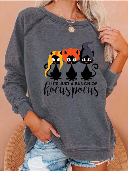 

Women Halloween Black Cats Crew Neck Casual Sweatshirt, Gray, Hoodies&Sweatshirts