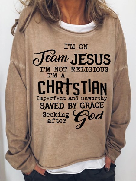 

I'm On Team Jesus Women's Sweatshirt, Light brown, Hoodies&Sweatshirts