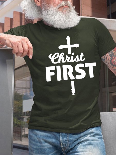 

Christ First Men's T-Shirt, Green, T-shirts