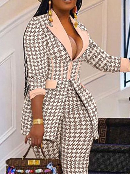 

Houndstooth Regular Fit Vintage Blazer, Pink, Blazers