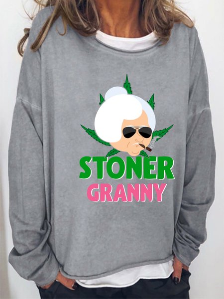 

Stoner Granny Women`s Loose Casual Sweatshirt, Gray, Hoodies&Sweatshirts