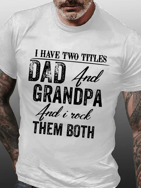 

Men Dad Grandpa Love Family Letters Crew Neck Fit T-Shirt, White, T-shirts