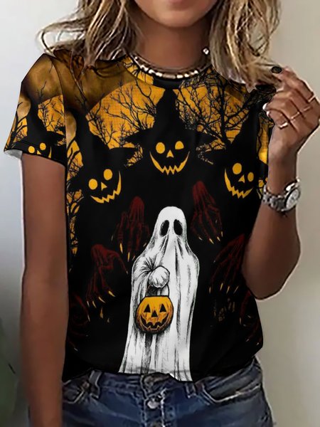 Womens Halloween funny Casual T-Shirt, As picture, T-shirts