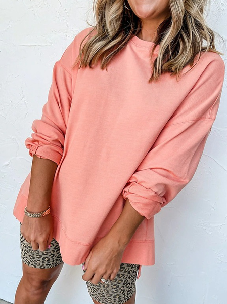 

Plain Crew Neck Casual Sweatshirt, Pink, Sweatshirts & Hoodies
