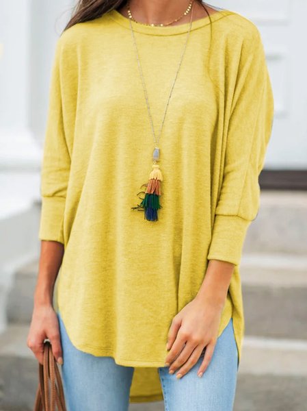 

JFN Crew Neck Solid Casual T-Shirt/Tee, Yellow, T-Shirts