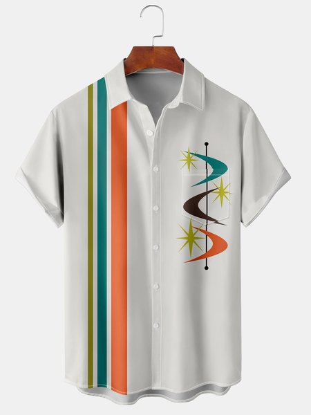 

Men's Art Collection Casual Short Sleeve Hawaiian Shirt with Chest Pocket, Off white, Short Sleeve Shirts