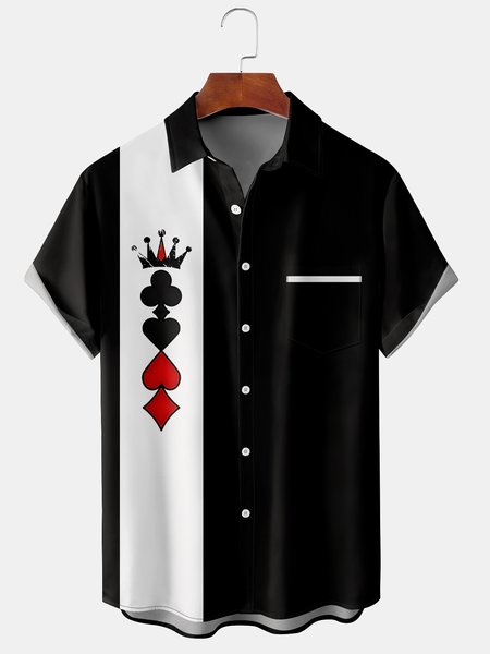 

Men's Art Collection Casual Short Sleeve Hawaiian Shirt with Chest Pocket, Black, Short Sleeve Shirts