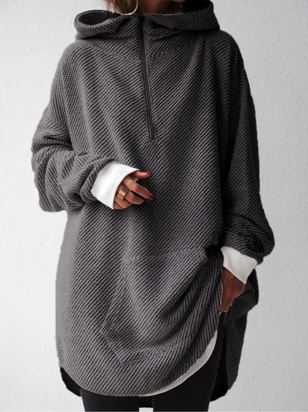 

Hoodie Casual Shift Plain Sweatshirts, Deep gray, Sweatshirts & Hoodies