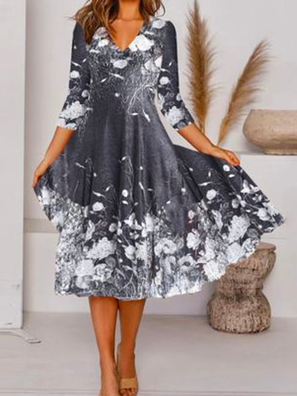 

V Neck Floral Elegant Dresses, Multicolor, Dresses