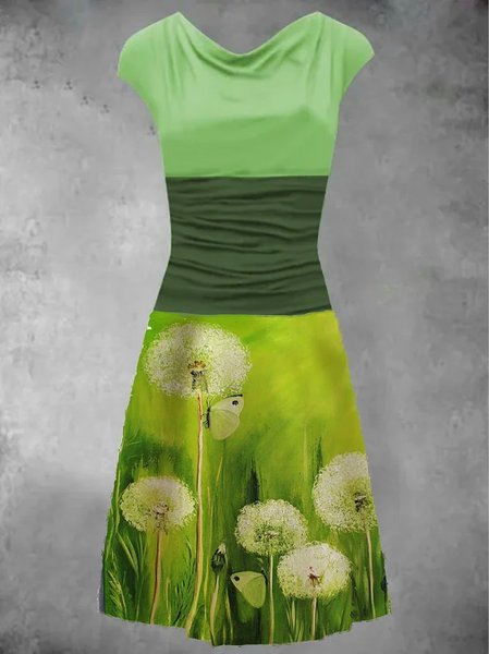 

Floral Vintage Knitting Dress, Green, Midi Dresses