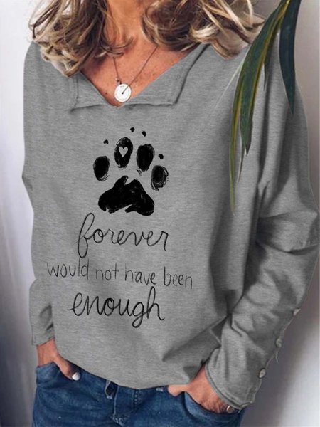 

Women Dog Bone Letters Shawl Collar Casual Animal Sweatshirt, Gray, Hoodies&Sweatshirts