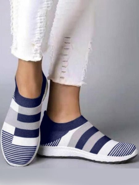 

Comfortable Soft Sole Contrast Flyknit Sneakers, Deep blue, Sneakers