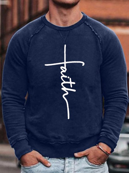 

Men's casual letter print Sweatshirt, Blue, Hoodies&Sweatshirts