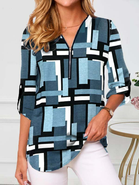 Women Casual Plaid Autumn Zipper Regular Fit Jersey Regular Medium Elasticity Regular Size Tops, Blue, Blouses & Shirts
Women Casual Plaid Autumn Zipper Regular Fit Jersey Regular Medium Elasticity Regular Size Tops, Blue, Blouses & Shirts