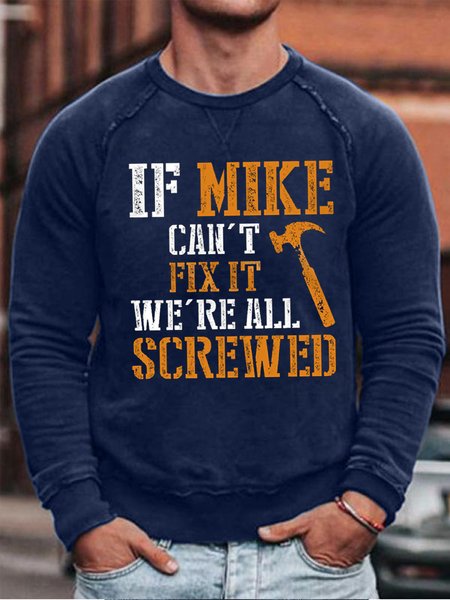

Men's Can't Fix It Crew Neck Simple Cotton-Blend Sweatshirt, Dark blue, Hoodies&Sweatshirts