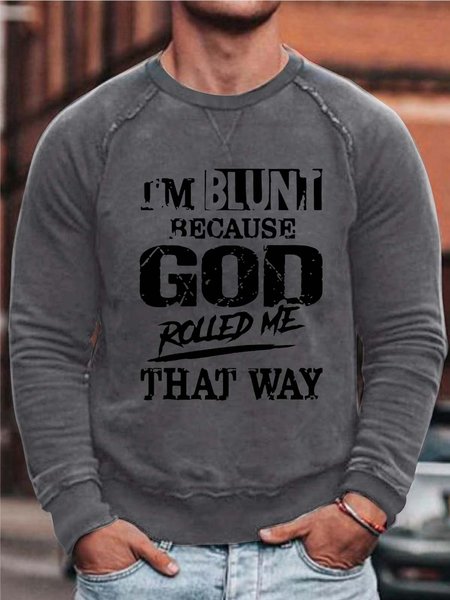 

Men Blunt God Rolled Me Letters Loose Sweatshirt, Gray, Hoodies&Sweatshirts