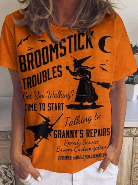 

Womens Halloween Witch Vintage Casual T-Shirt, As picture, T-shirts