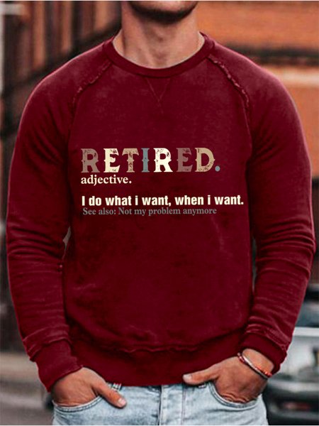 

Retired Mens Funny Letters Sweatshirt, Red, Hoodies&Sweatshirts