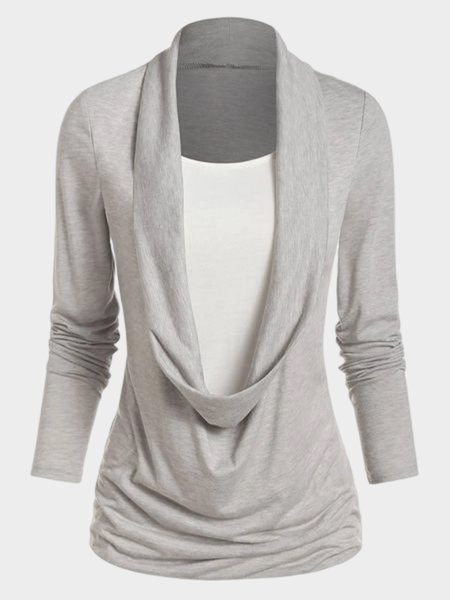 

Color Block Casual Loose T-Shirt, Gray, T-Shirts