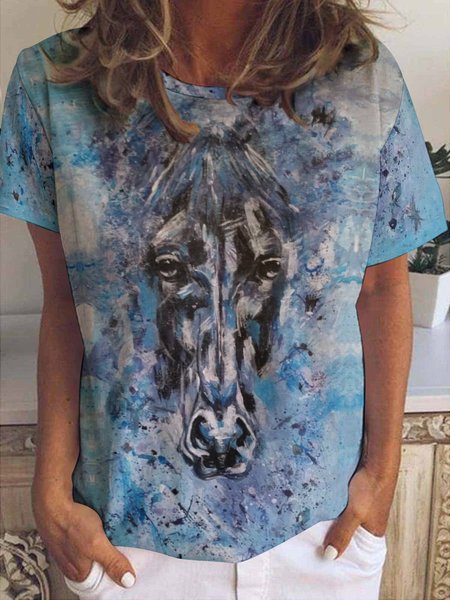 

Lilicloth X Kat8lyst Horse Painting Women's T-Shirt, As picture, T-shirts