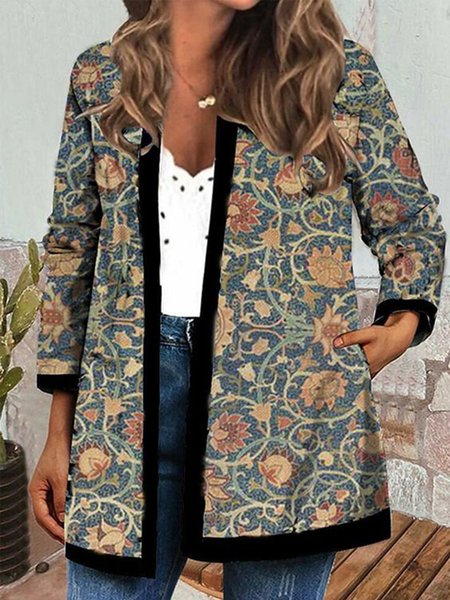 

Vintage Loose Floral Coat, Multicolor, Cardigans