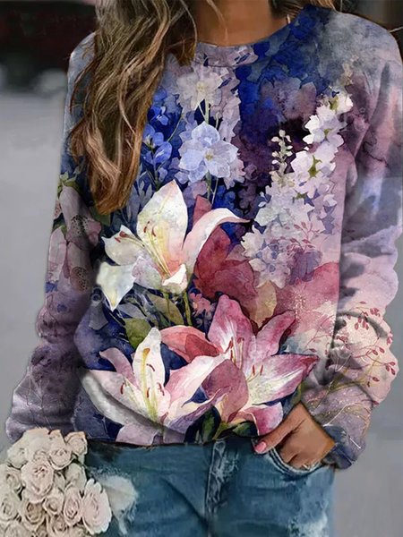 

Floral Casual Sweatshirt, Multicolor, Sweatshirts & Hoodies