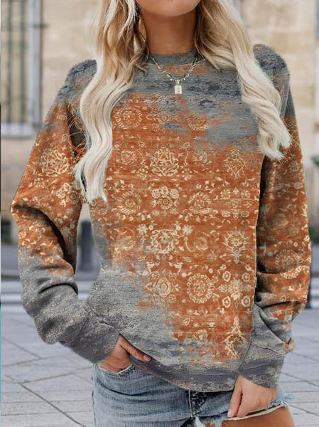 

Casual Ethnic Crew Neck Regular Fit Sweatshirts, Orange, Sweatshirts & Hoodies