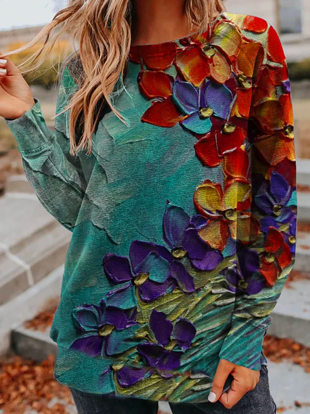 

Plus size Printed Long Sleeve Sweatshirts, Blue, Hoodies & Sweatshirts