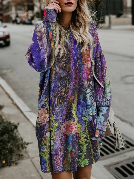 

Floral Off Shoulder Sleeve Casual Dresses, Multicolor, Dresses