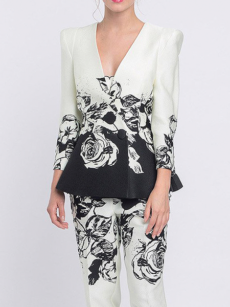 

Regular Fit V Neck Long sleeve X-Line Blazer, White, Blazers