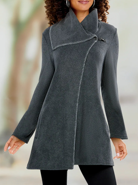 

Casual Plain Autumn Polyester Daily Asymmetrical Mid-long H-Line Regular Size Other Coat for Women, Deep gray, Outerwear