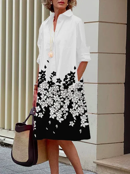 

Daily Long sleeve Floral Regular Fit Urban Dress, White, Mini Dresses