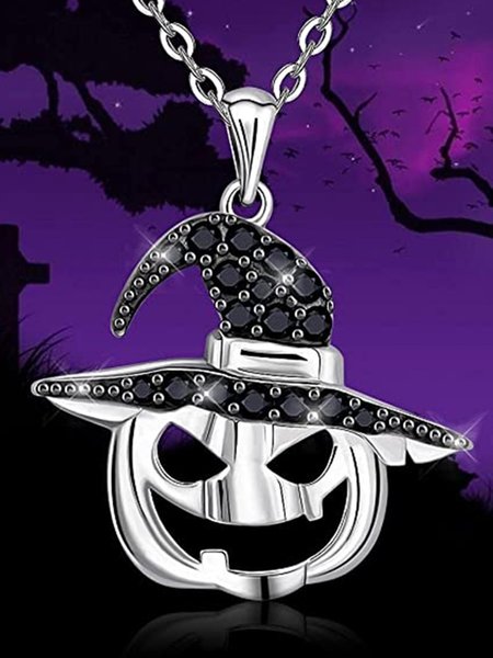 

Casual Halloween Pumpkin Pendant Necklace, Silver, Jewelry