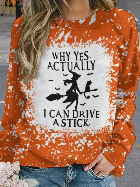 

Womens Why Yes Actually I Can Drive A Stick Halloween Witch Casual Sweatshirts, As picture, Hoodies&Sweatshirts