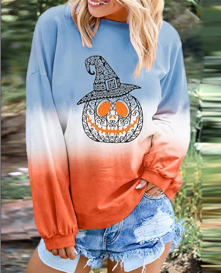 

Casual Autumn Halloween Micro-Elasticity Daily Halloween Long sleeve Regular H-Line Sweatshirts for Women, Multicolor, Hoodies & Sweatshirts