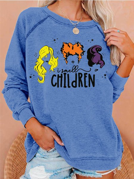 

Womens Halloween Witchs Crew Neck Sweatshirts, Light blue, Hoodies&Sweatshirts