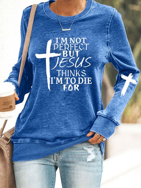 

JFN Letter Crew Neck Long Sleeve Sweatshirt, Blue, Sweatshirts & Hoodies