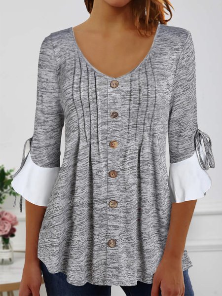 

Casual Plain Autumn Daily Regular Flare Sleeve A-Line Regular Medium Elasticity Top for Women, Deep gray, Tunics