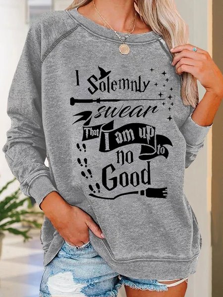 

Womens Magic Charms Halloween Simple Loose Sweatshirt, Gray, Hoodies&Sweatshirts