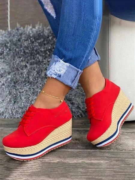 

Wedge Espadrille Platform Shoes, Red, Creepers & Wedges