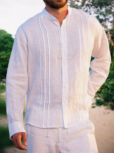 

Cotton and linen American style leisure based joker linen shirt, As picture, Long Sleeve Shirts