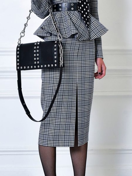 

Black Daily Midi Regular Fit Plaid Skirt, Skirts