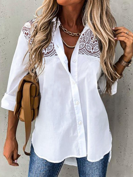 

Women Casual Plain Autumn Polyester Daily Long sleeve Regular H-Line Regular Size Tunic Blouse, Pink, Shirts