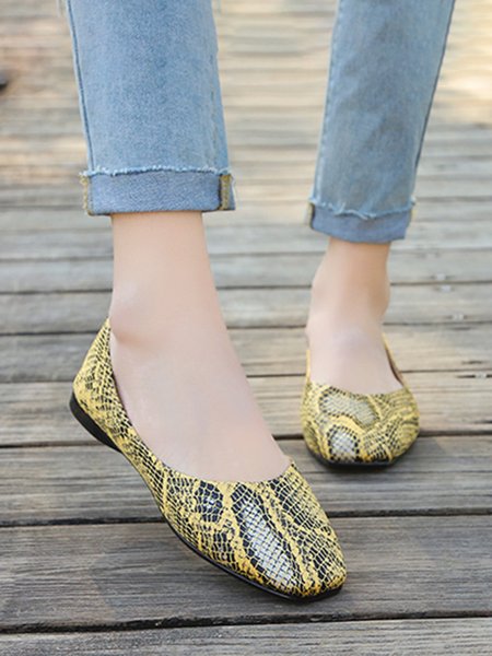 

Retro Star Soft Sole Comfort Flat Shoes, Yellow, Flats