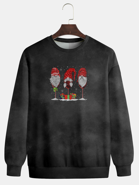 

Men's Christmas Graphic Print Crew Neck Sweatshirt, Black, Hoodies&Sweatshirts