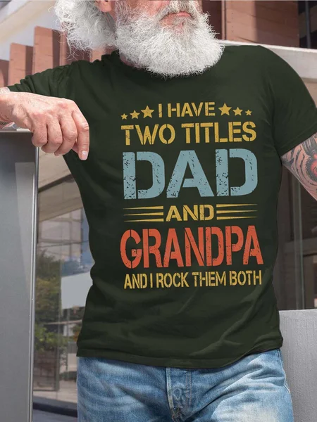 

Men Dad Grandpa Two Titles Letters Casual Fit T-Shirt, Darkgreen, T-shirts