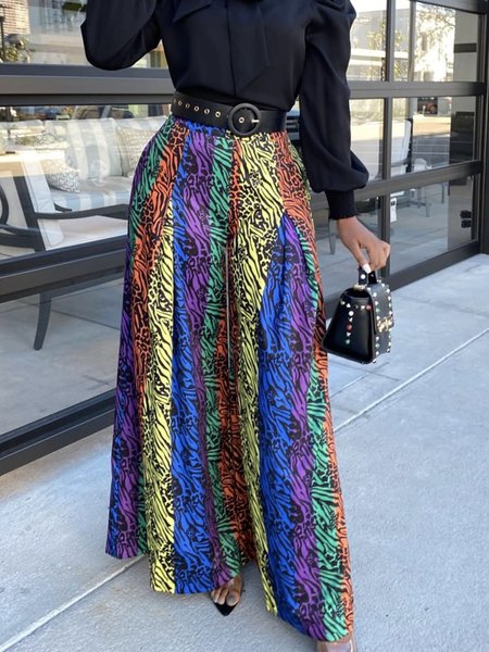 

Women Abstract Autumn Urban Polyester No Elasticity Regular Fit Wide leg pants A-Line Regular Size Fashion Pants, Multicolor, Pants