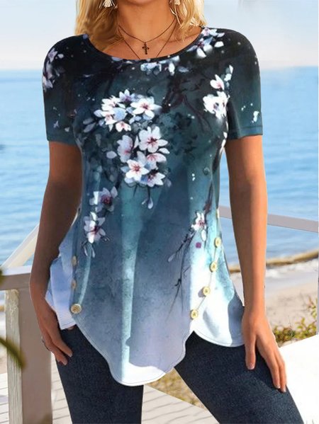 

Floral Crew Neck Regular Fit T-Shirt, Multicolor, T-Shirts