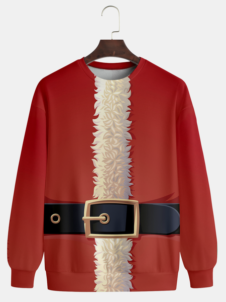 

Men's Red Christmas Print Fashion Round Neck Long Sleeve Sweatshirt, Hoodies&Sweatshirts