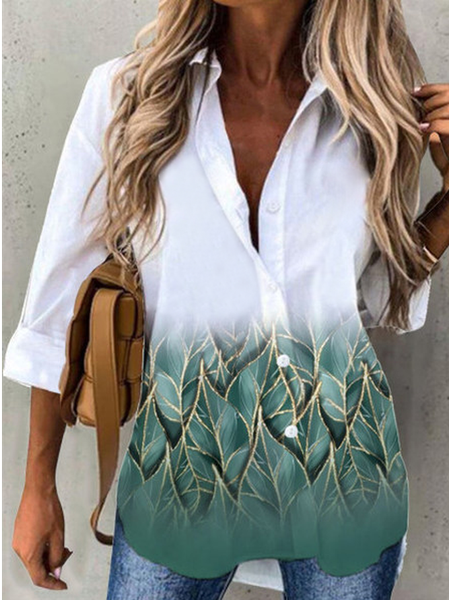

Loose Floral Casual Long Sleeve Blouse, White, Shirts & Blouses